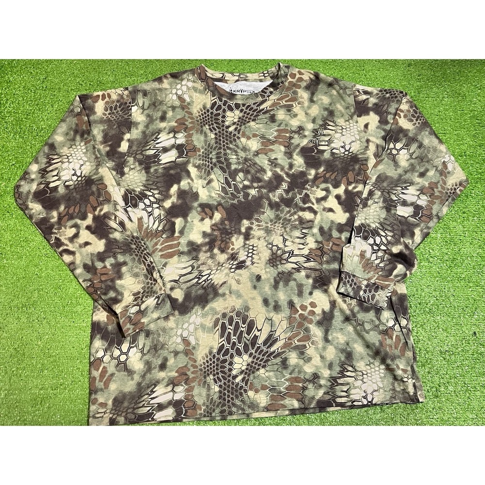 Kryptek Camo Shirt 3XL Long Sleeve Highlander Tactical Stitch Logo Cotton NWOT